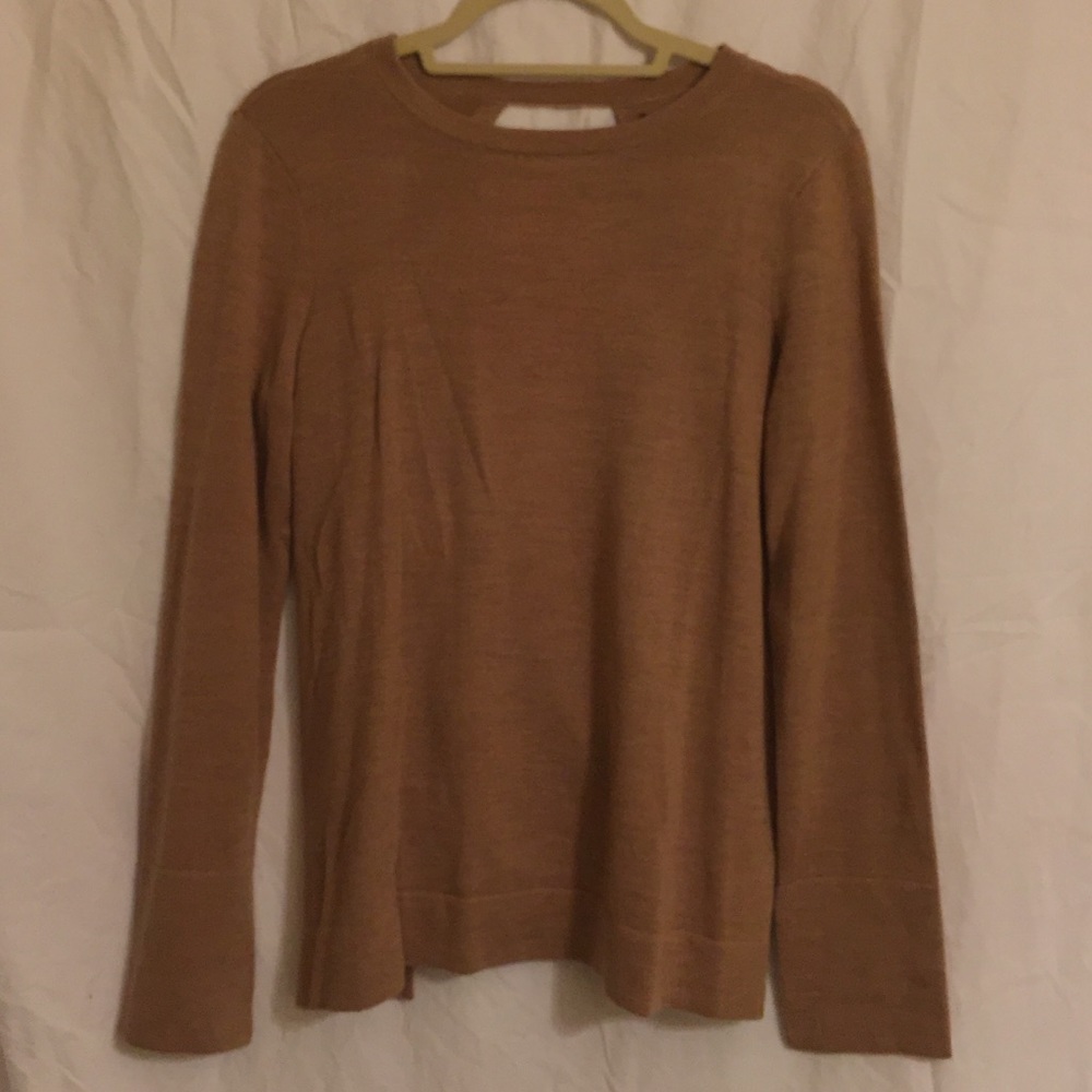 tan open back sweater